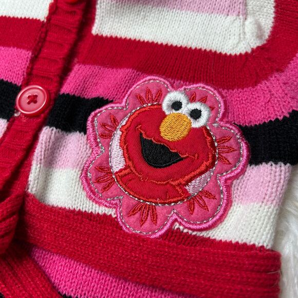 SESAME STREET Vintage Y2K Elmo Knit Cardigan Child Size 18M Girls Baby Toddler - Picture 2 of 6